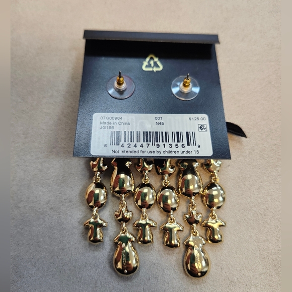 NWT Givenchy Gold-Tone Jet Velvet Bow Chandelier Earrings - Picture 2 of 2
